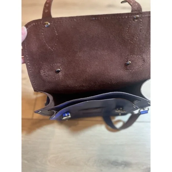 Cobalt Blue Women's Satchel with Top Handle and Crossbody Strap - Picture 7 of 7